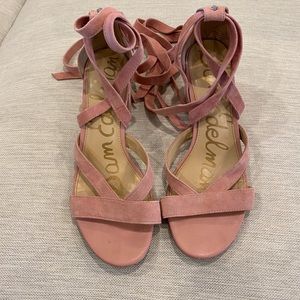 Sam Edelman Pink Lace Up Heels